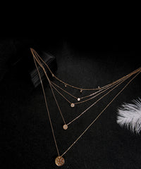 5 Piece Disc Drop Necklace in 18K Gold Plated