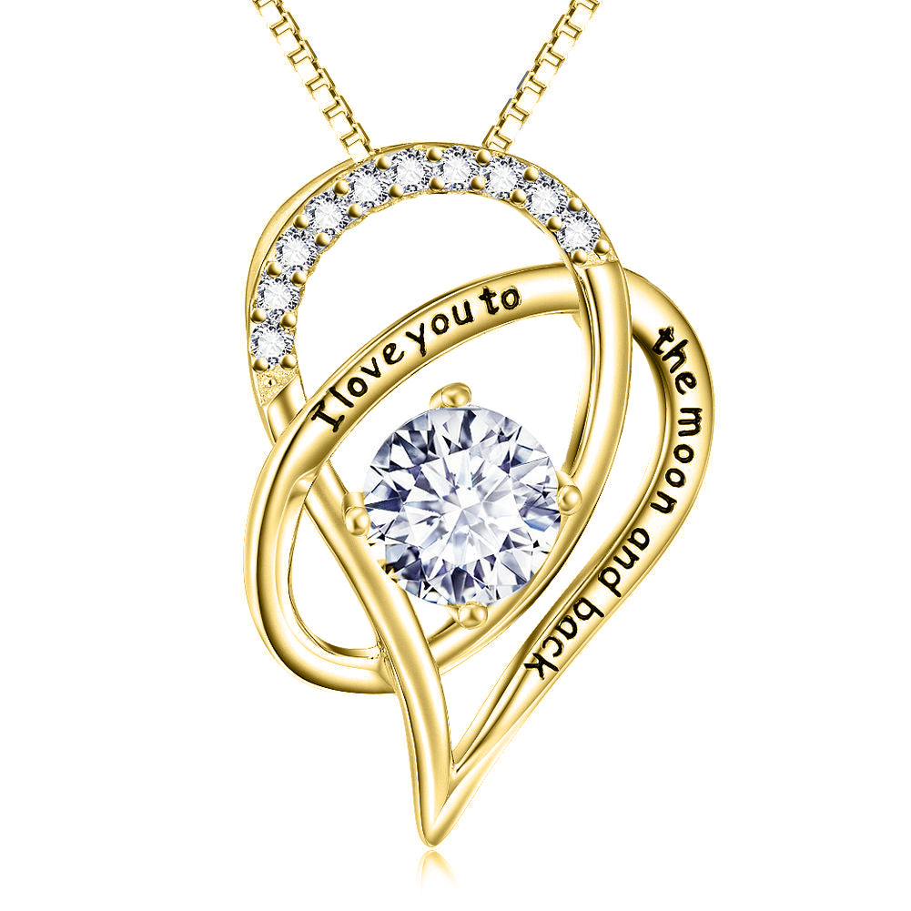Love you to The Moon & Back Necklace Made with Swarovski Elements in 18K Gold Plating