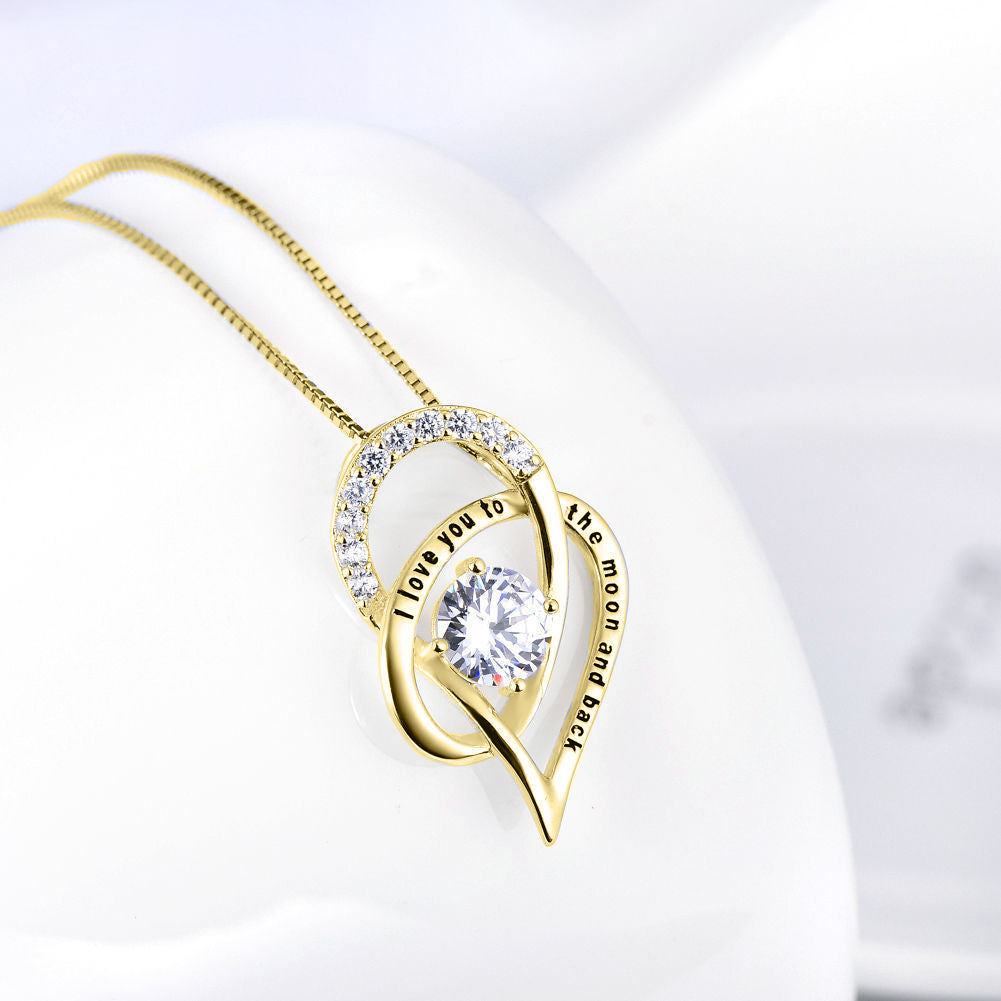 Love you to The Moon & Back Necklace Made with Swarovski Elements in 18K Gold Plating