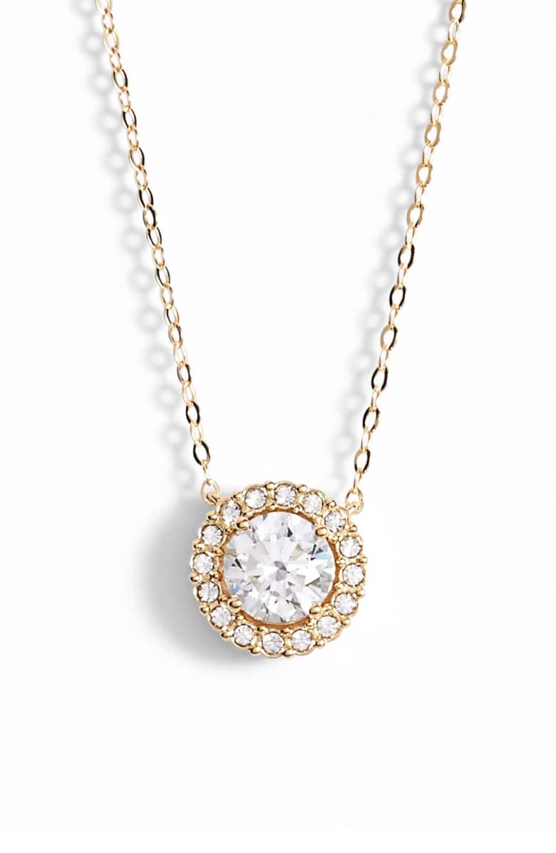 1.00 CT Swarovski Crystal Halo Disc Necklace 18" - 18K Gold Plated, Necklace, Golden NYC Jewelry, Golden NYC Jewelry  jewelryjewelry deals, swarovski crystal jewelry, groupon jewelry,, jewelry for mom,