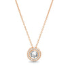 Micro-Pav'e Round Halo Necklace Made with Swarovski Elements in 18K Gold Plated