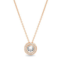 Micro-Pav'e Round Halo Necklace Made with Swarovski Elements in 18K Gold Plated