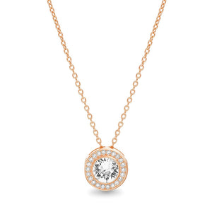 Micro-Pav'e Round Halo Necklace Made with Swarovski Elements in 18K Gold Plated