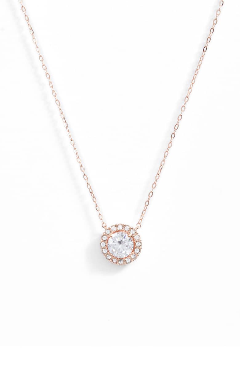 1.00 CT Swarovski Crystal Halo Disc Necklace 18" - 18K Rose Gold Plated, Necklace, Golden NYC Jewelry, Golden NYC Jewelry  jewelryjewelry deals, swarovski crystal jewelry, groupon jewelry,, jewelry for mom,