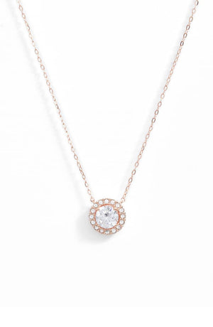 1.00 CT Swarovski Crystal Halo Disc Necklace 18" - 18K Rose Gold Plated, Necklace, Golden NYC Jewelry, Golden NYC Jewelry  jewelryjewelry deals, swarovski crystal jewelry, groupon jewelry,, jewelry for mom,