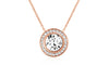 Pave Halo Disc Necklace & Stud Earring With Swarovski Crystals with Luxe Box - 18K Rose Gold