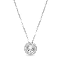 Micro-Pav'e Round Halo Necklace Made with Swarovski Elements in 18K Gold Plated