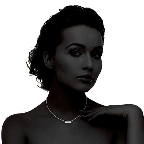 Opal Created Bar Necklace 18" - 18K White Gold Plated