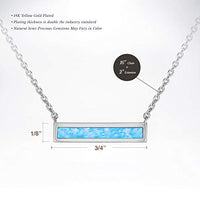 Opal Created Bar Necklace 18" - 18K White Gold Plated