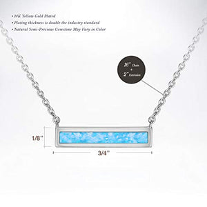 Opal Created Bar Necklace 18" - 18K White Gold Plated