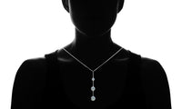Tripple Embellished with Swarovski Crystals Ball Drop Necklace in 18K White Gold Plated