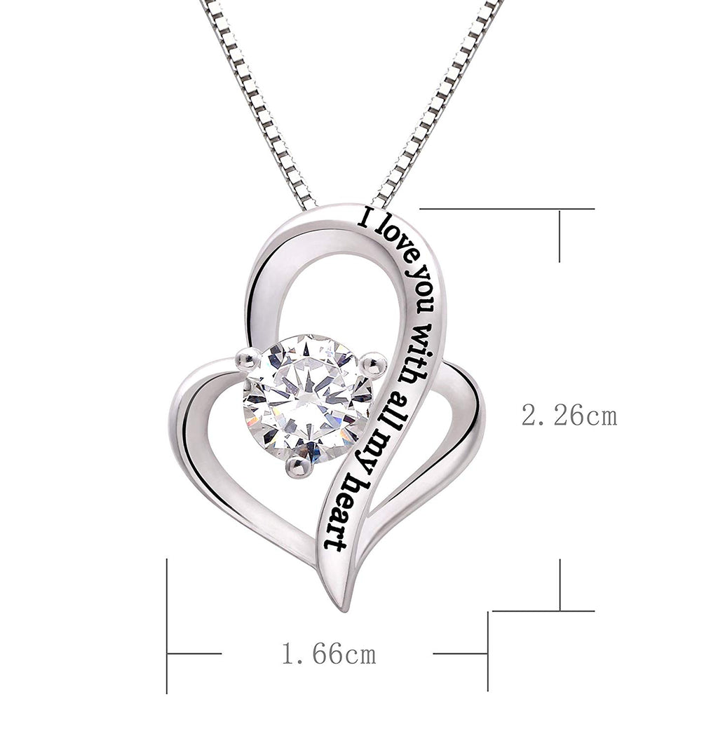 I Love you with all my heart Heart Necklace in 18K White Gold Plated