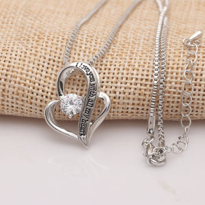 I Love You With All My Heart Austrian Elements Necklace in 18K White Gold Plating