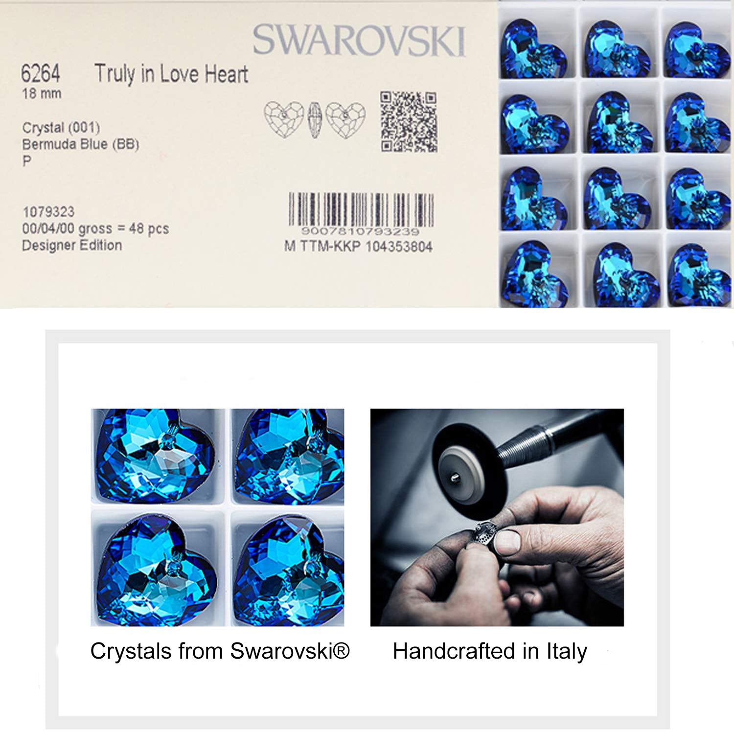 I LOVE YOU FOREVER Blue Swarovski Crystal Heart Necklace & Gift Box in 18K White Gold Plated