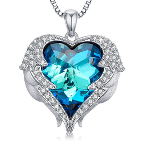 Wings of an Angel Heart Blue Topaz Necklace and Earring Set