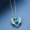 Wings of an Angel Heart Blue Topaz Necklace and Earring Set