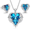 Wings of an Angel Heart Blue Topaz Necklace and Earring Set