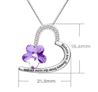 Sisters Amethyst Heart Necklace Embellished with Swarovski Crystals in 18K White Gold Plated
