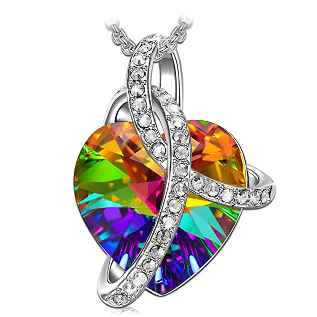 FREE! Rainbow Heart Swarovski Crystal Necklace in 18K Gold Plated, Necklace, Golden NYC Jewelry, Golden NYC Jewelry jewelryjewelry deals, swarovski crystal jewelry, groupon jewelry,, jewelry for mom,