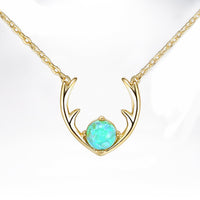 Opal Created Moose Antlers Necklace in 18K Gold Plated
