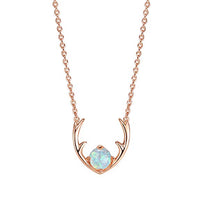 Opal Created Moose Antlers Necklace in 18K Rose Gold Plated