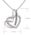 "I Love you Forever and Always" Heart Necklace Embellished with Crystals in 18K White Gold Plated