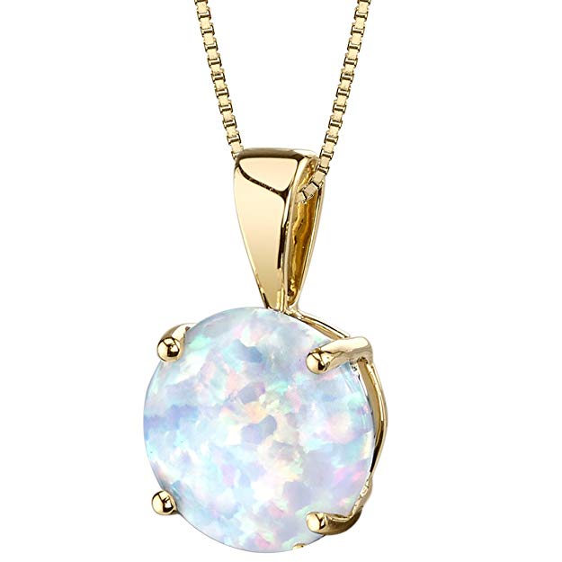 Simplistic Oceanic Opal Princess Cut Necklace in 14K Gold