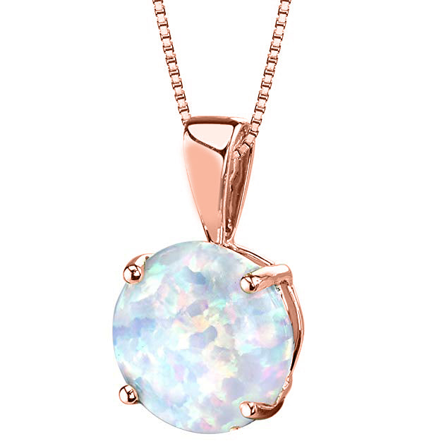 Simplistic Oceanic Opal Princess Cut Necklace in 14K Rose