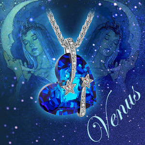Bermuda Blue Austrian Elements Stars in the Sky Pendant Necklace in 14K White Gold
