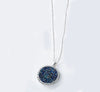 Blue Druzy Stone Circular Pendant Necklace in 14K White Gold