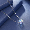 Aurora Borealis Austrian Elements Cubed Necklace in 14K White Gold