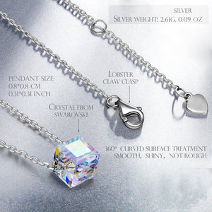 Aurora Borealis Austrian Elements Cubed Necklace in 14K White Gold