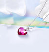 Pink Austrian Elements Heart Shaped Necklace in 14K White Gold