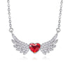 Heart Shaped Angel Wings Swarovski Elements Pave Necklace