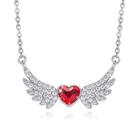 Heart Shaped Angel Wings Swarovski Elements Pave Necklace