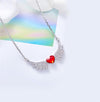 Heart Shaped Angel Wings Austrian Elements Pav'e Necklace