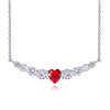 Red Heart Shaped Austrian Elements Orchid Pav'e Necklace in 14K White Gold