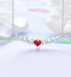 Red Heart Shaped Austrian Elements Orchid Pav'e Necklace in 14K White Gold