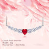 Red Heart Shaped Austrian Elements Orchid Pav'e Necklace in 14K White Gold