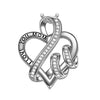 "I Love you Forever and Always" Heart Necklace Embellished with Crystals in 18K White Gold Plated