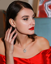 White Swarovski Elements Pave Intertwined Heart Shaped Necklace