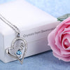 Blue Austrian Elements Pav'e Heart Shaped Necklace in 14K White Gold + Gift Box