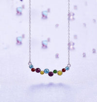 Rainbow Austrian Cluster Multi Statement Necklace in 14K White Gold