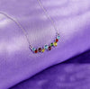 Rainbow Austrian Cluster Multi Statement Necklace in 14K White Gold
