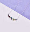 Rainbow Austrian Cluster Multi Statement Necklace in 14K White Gold