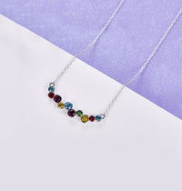 Rainbow Austrian Cluster Multi Statement Necklace in 14K White Gold