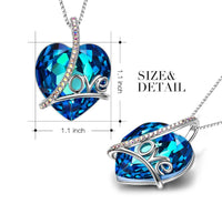 Bermuda Blue Swarovski Heart Shaped Swarovski Elements Lining Necklace