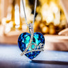 Bermuda Blue Austrian Heart Shaped Austrian Elements Lining Necklace