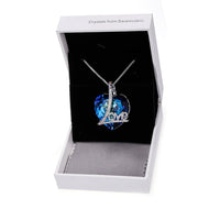 Bermuda Blue Swarovski Heart Shaped Swarovski Elements Lining Necklace