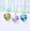 Shinning Vivid Austrian Sleek Heart Pav'e Lining Necklace in 14K White Gold - 3 Options Available